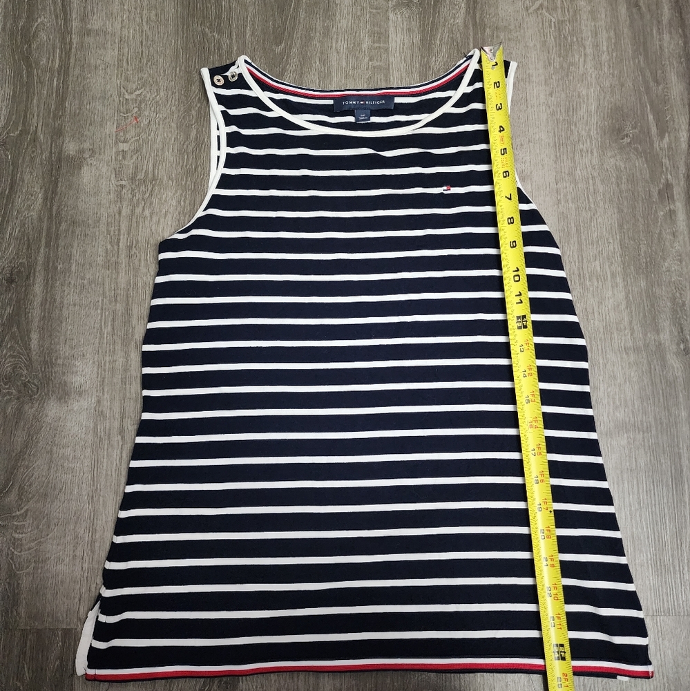 Tommy Hilfiger Size Small navy/white striped sleeveless blouse Tank Top - Picture 6 of 7